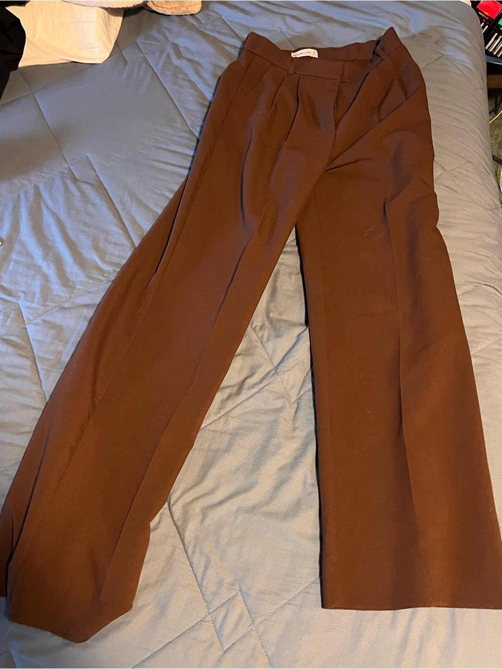 Abercrombie & Fitch 28 Long Brown Sloane Tailored High-Rise Wide Leg Trousers